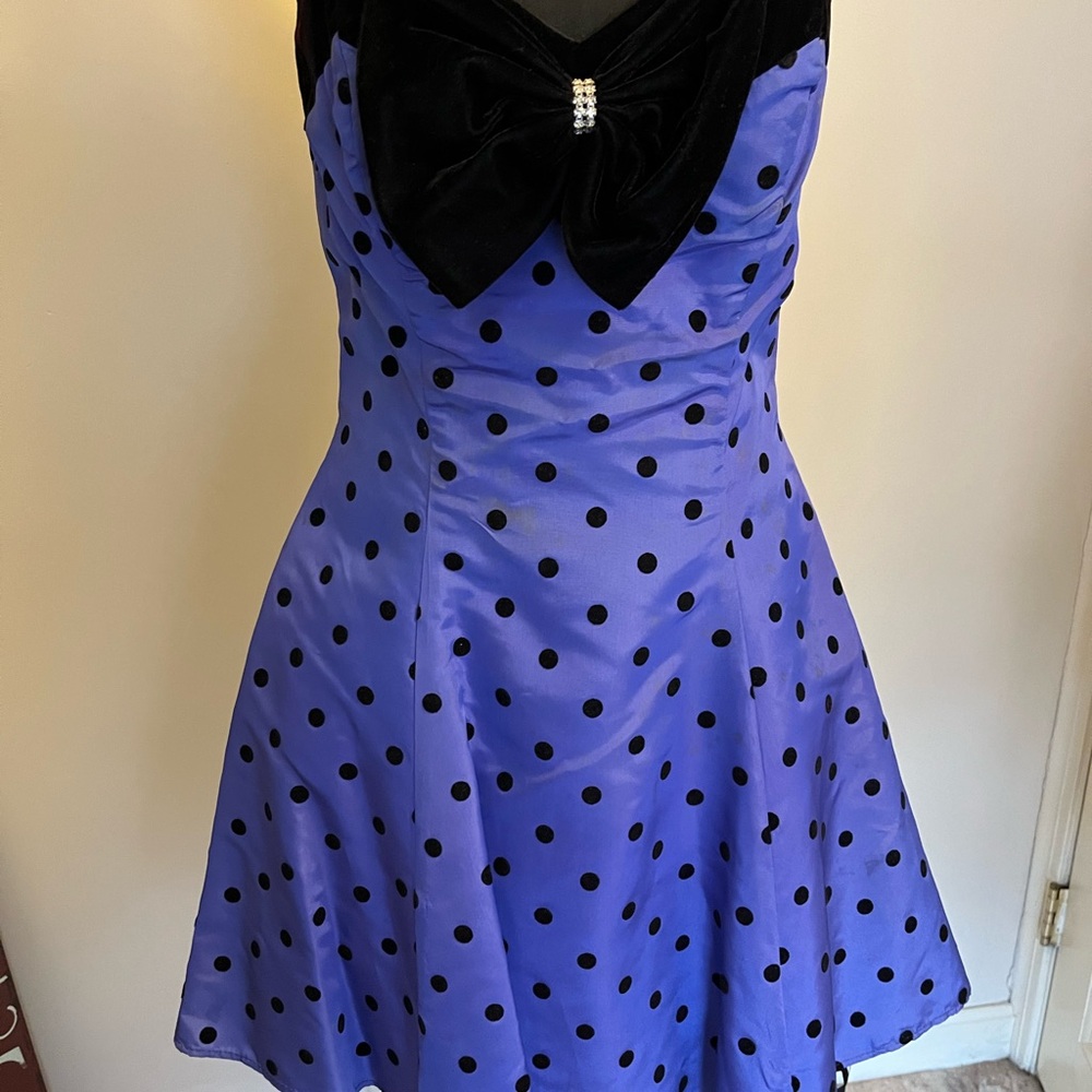 Blue and Black Polka Dot Dress